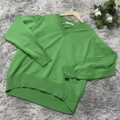 【AU closet】長袖ニット　（2）　Vネック　レーヨン混　シンプル　無地