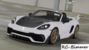 ★ポルシェ 718 ケイマン/ボクスター用Stuttmate クジラタイプリアGTウイング/リアスポイラー/GTスポ/クロスカーボン/RUF/RWB/987/968/911