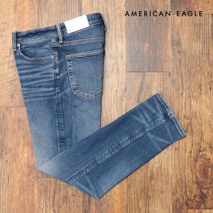 AMERICAN EAGLE/32インチ/テーパード デニムパンツ 0116-6388 快適 伸縮◎ ダメージ加工 新品/青/ブルー/ih265/