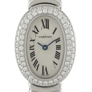 カルティエ CARTIER ミニベニュワール WB5095L2 腕時計 WG ダイヤモンド クォーツ アイボリー レディース 【中古】