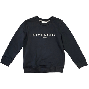 【未使用】GIVENCHY ジバンシー トップス スウェット 長袖 ロゴ 裏起毛 コットン ポリエステル ブラック 黒 キッズ 子供用 [サイズ 6]