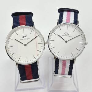 x/x/S012-417 Daniel Wellington 腕時計２点まとめ DW メンズ ダニエルウェリントン アナログ クォーツ ホワイト文字盤