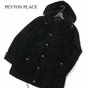 90s★ PEYTON PLACE for MEN ペイトンプレイス フォーメン 本革★ 中綿 リアル スウェード レザー コート Sz.F　メンズ 黒　I3T02706_C#N