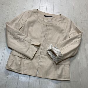 4041☆ UNITED ARROWS GREEN LABEL RELAXING トップス ノーカラージャケット レディース 40 ベージュ