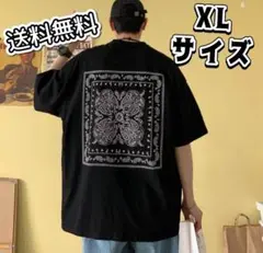 Tシャツ ビッグシルエット ペイズリー 半袖 ストリート 韓国 ブラック  XL