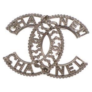 CHANEL シャネル CCロゴ ココマーク ラインストーン ブローチ シルバー レディース A22 B