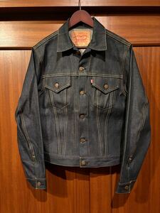 Levis リーバイス　 デニムジャケット 70505-217 BIGE ノンウォッシュ　555 バレンシア工場67年後期　3rd 4th 40 濃紺 ビンテージ