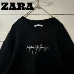 ZARA ザラ スウェット ブラック エンブロイダリー 刺繍 トレーナー L