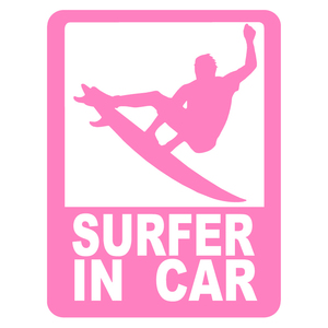 オリジナル ステッカー SURFER in CAR ピンク サーファー イン カー アウトドア派に パロディステッカー