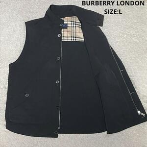 BURBERRY LONDON バーバリーロンドン ナイロンベスト ノバチェック ジップアップ 三陽商会 日本製 ゴルフ サイズL ブラック 黒