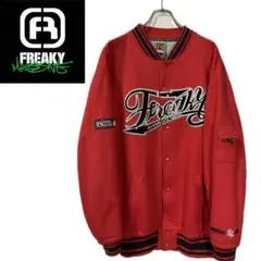 FREAKY フリーキー スタジャン ジャケット レッド  スウェット デカロゴ