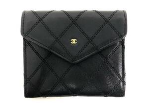 T0209 CHANEL シャネル ココマーク ビコローレ キルティング 財布 コインケース 小銭入れ カード収納 ゴールド金具 ブラック