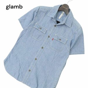 glamb グラム 春夏 半袖 シャンブレー★ ワーク CPO シャツ Sz.1　メンズ 日本製　C4T06272_6#A