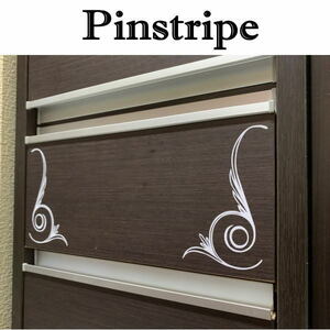 【送料無料】2枚左右セット ピンスト Pinstripe ピンストライプステッカー カッティング 文字だけが残る Pinstripe-11（WH)