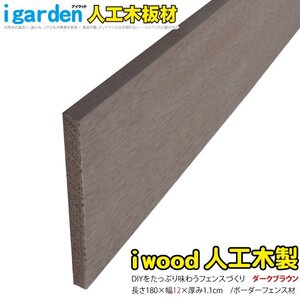 igarden アイウッド ボーダーフェンス 板材 1800mm×120ｍｍ×11mm 1枚 ダークブラウン 樹脂製 人工木 柵 仕切り 境界 幕板 DIY 10074