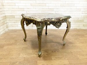 配送条件あり/真鍮 バロック様式 大理石 サイドテーブル ミニテーブル 花台 コンソール 猫脚