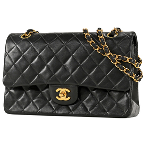 シャネル CHANEL マトラッセ Wフラップ チェーン ショルダーバッグ ココマーク レザー ブラック A01112 レディース 【中古】