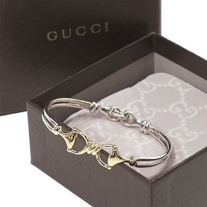 【送料無料】【本物】注目★GUCCI★グッチ★SV925×750★ホースビット★ブレスレット★バングル★腕周り約16.5cm★磨き済み★レディース★