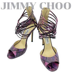 SH09-142　美品　ジミーチュウ　24　パンプス　パイソン 37　JIMMY CHOO