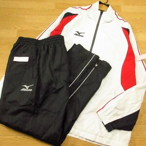 ◎使用少なめ！M 上下セット！MIZUNO ミズノ◆厚手 ウィンドブレーカー 裏起毛 中綿 ジャケット&パンツ 秋冬！◆メンズ 白x黒◆BA0998