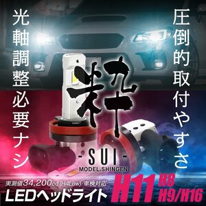 【ポン付け】バルブ型LEDフォグランプの最高峰! フィット GK3/4/5/6/GP5 H25.9~H29.5 信玄LED 粋-SUI- H8 1年保証 車検対応