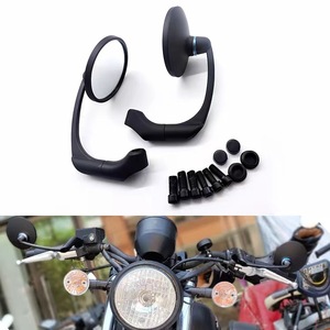 バイクミラー バレン ラウンド 正ネジ 逆ねじ 10mm 8mm 付属 ブラック 黒 くろ 左右セット 丸 すり抜け ホンダ スズキ ヤマハ カワサキ.