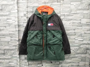 TOMMY HILFIGER/90s/ダウンジャケット/スノージャケット/ナイロンリップストップ/Vintage/古着/90年代/ジップ/フード/メンズ/M/グリーン