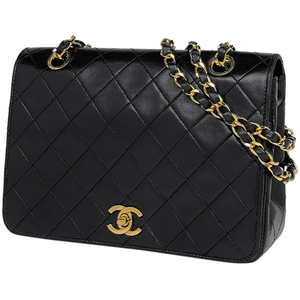 【ジャンク品】シャネル CHANEL マトラッセ シングルフラップ チェーン ショルダーバッグ ココマーク レザー ブラック レディース 中古