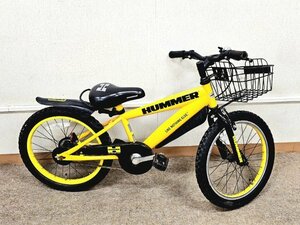 ★直接引き取り歓迎★ HUMMER ハマー 子供用自転車 18インチ キッズバイク ワイルドデザイン イエロー お出かけ 練習 子ども