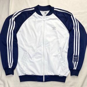 美品 90sビンテージ adidas アディダス ATP 型 ネイビー 紺 白 トレフォイルロゴ トラックジャケット ジャージ トラックトップ 90年代 古着