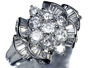 UG13904T【1円～】新品【RK宝石】《Diamond》 豪華絢爛!! 極上ダイヤモンド 総計1.28ct!! Pt900 高級リング ダイヤ