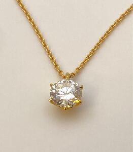 極美品　中央宝石研究所・鑑定書　K18YG　一粒天然ダイヤモンド　ネックレス　0.641ct VG-G-SI1 