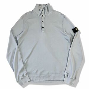 【2012SS】STONE ISLAND(ストーンアイランド) ハイネック ハーフボタンスウェット ライトブルー XL パイル地 コンパスロゴ チュニジア製