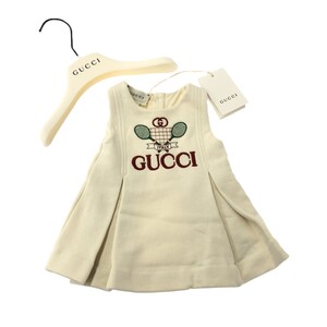 未使用品◆GUCCI グッチ ノースリーブワンピース サイズ0/3◆ ホワイト コットン キッズ テニス トップス 子供服 60～70cm