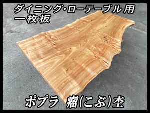 ■新品☆ポプラ☆ウレタン塗装済■希少 瘤杢(コブモク)■耳付き■【50x680-745x1600mm】一枚板 ダイニングテーブル 天板 家具■ [No.35]