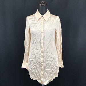 NINE/ナイン★絹/シルク100%/長袖シャツ/ブラウス【women’s size -F/ゴールドベージュ】Tops/Shirts◆BH27