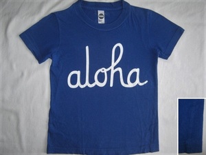 ★古着 ハワイで購入 USA製 in4mation ALOHA ARMY アロハアーミー aloha アロハ 半袖Tシャツ Size6 約110cmぐらい 青 KIDS キッズ 子供服★