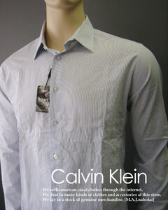 132新品★カルバンクライン Calvin Klein★ストライプシャツ★白系★17 36-38★MENS