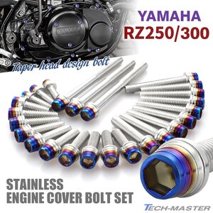 RZ250 RZ300 エンジンカバー クランクケース ボルト 25本セット ステンレス製 テーパーシェルヘッド シルバー×焼きチタンカラー TB7181