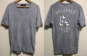 美品 ディースクエアード ペイント加工 Tシャツ 灰 サイズM ダメージ加工 DSQUARED2