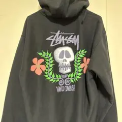 Stussy スカル フラワー パーカー ブラック