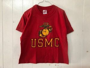 クリックポスト可 キッズ S 6-8 半袖 Tシャツ SOFFE SHIRTS 古着 USA アメリカ ヴィンテージ RED USMC Y-10-23