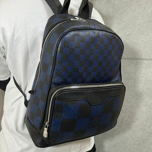 正規品 美品 LOUIS VUITTON ルイヴィトン ダミエ・アンフィニ 3D レザー ダミエ グラフィット 3D キャンバス リュック メンズ N50021