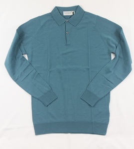 新品 John Smedley ジョンスメドレー 最高級メリノウール ロングポロ　Sサイズ 　BLUE TIDE