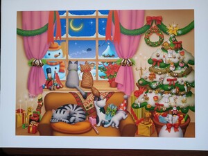 蟹江隆広　猫のクリスマス原画　