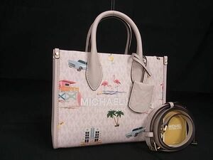 ■新品■未使用■ MICHAEL KORS マイケルコース MK柄 PVC 2WAY ハンドバッグ ショルダー レディース ピンク系 BJ1056