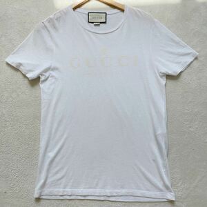 【美品・現行タグ】 GUCCI グッチ 半袖 Tシャツ トップス カットソー メンズ ロゴ ホワイト 白Tシャツ コットン Mサイズ