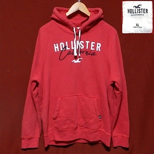 HOLLISTER ホリスター クラシック モデル ロゴ 刺繍 ラグラン フード スエット スウェット パーカー 赤 大きめ ビッグサイズ XL 美品