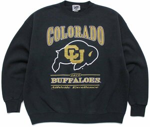 ★90s USA製 Leeリー COLORADO BUFFALOES ビッグロゴ スウェット 黒 2XL★特大 オールド カレッジ スポーツ オーバーサイズ ビッグサイズ