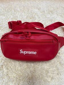 supreme Leather Waist Bag red シュプリーム ウエストバッグ　赤